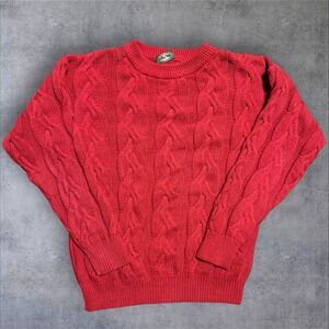 Vintage 90s Appalachian Trail Sweater Men's Size L Cable Knit Fisherman Red